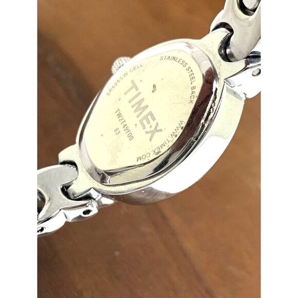 Timex Women's Watch TW2T49700 Quartz Mother of Pearl Silver Steel Oval Petite - Picture 6 of 13